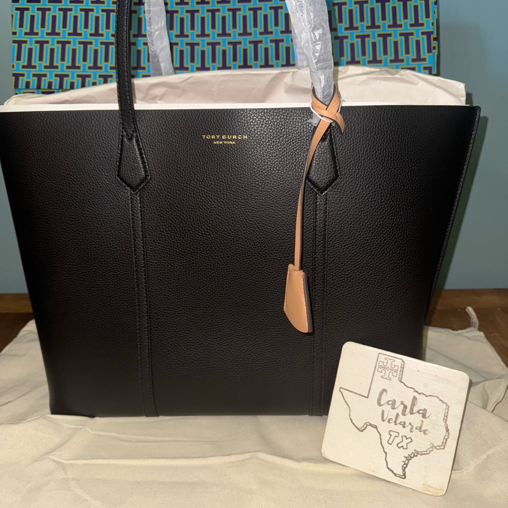 Tory Burch Black and Tan Tote Bag